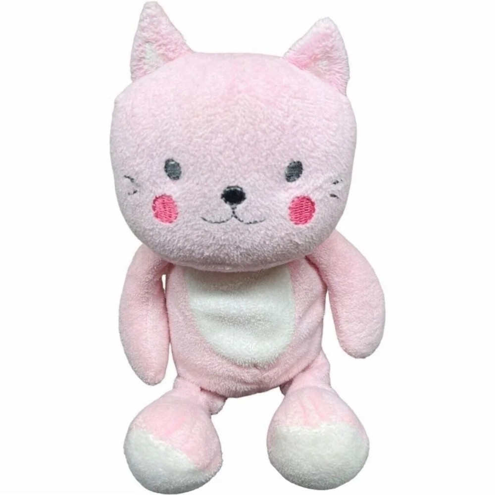 Carters Child of Mine Girls Pink Kitty Cat Plush Rattle Baby Toy Lovey Stuffed